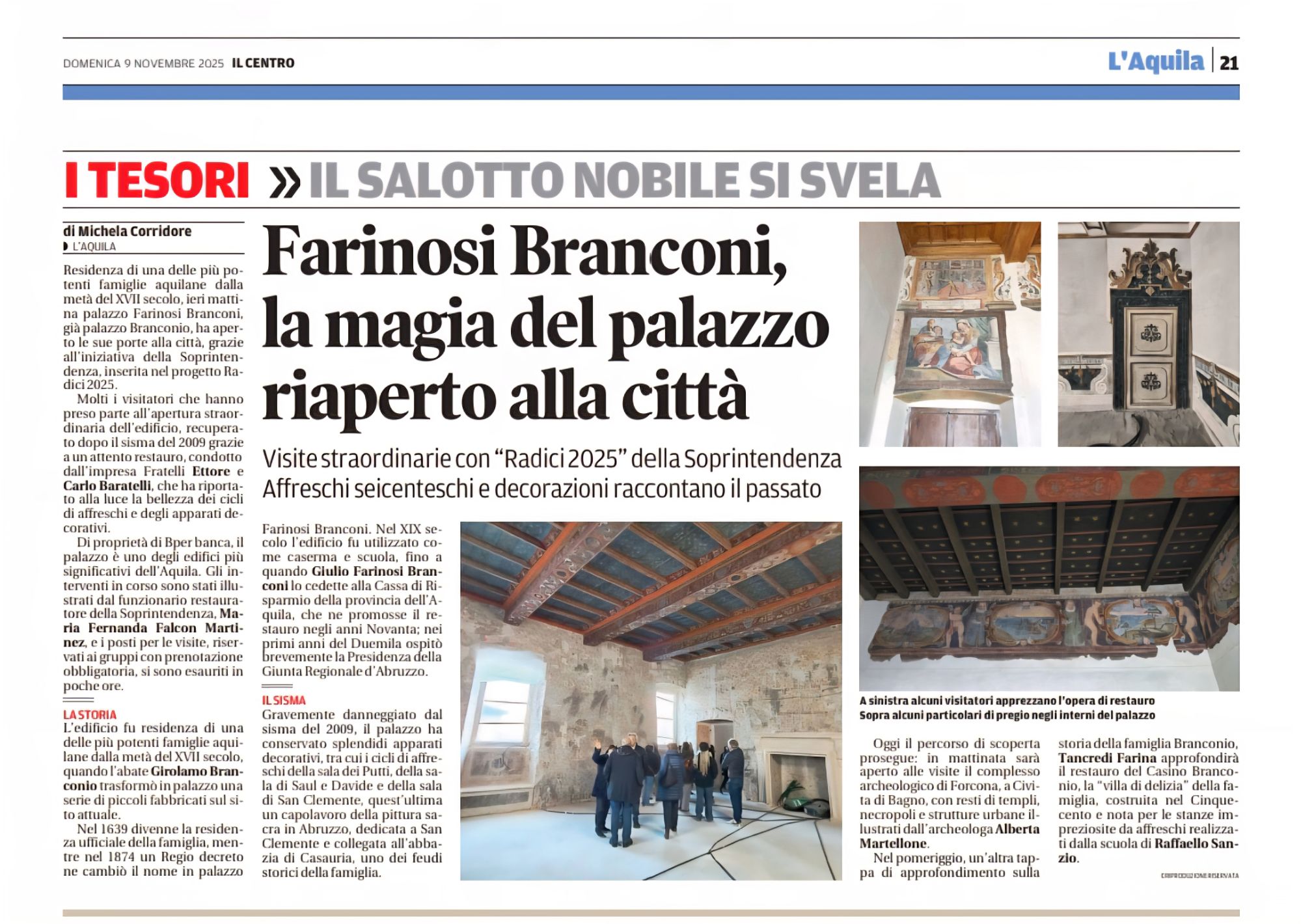 Il Centro - Farinosi Branconi la magia del palazzo riaperto alla città