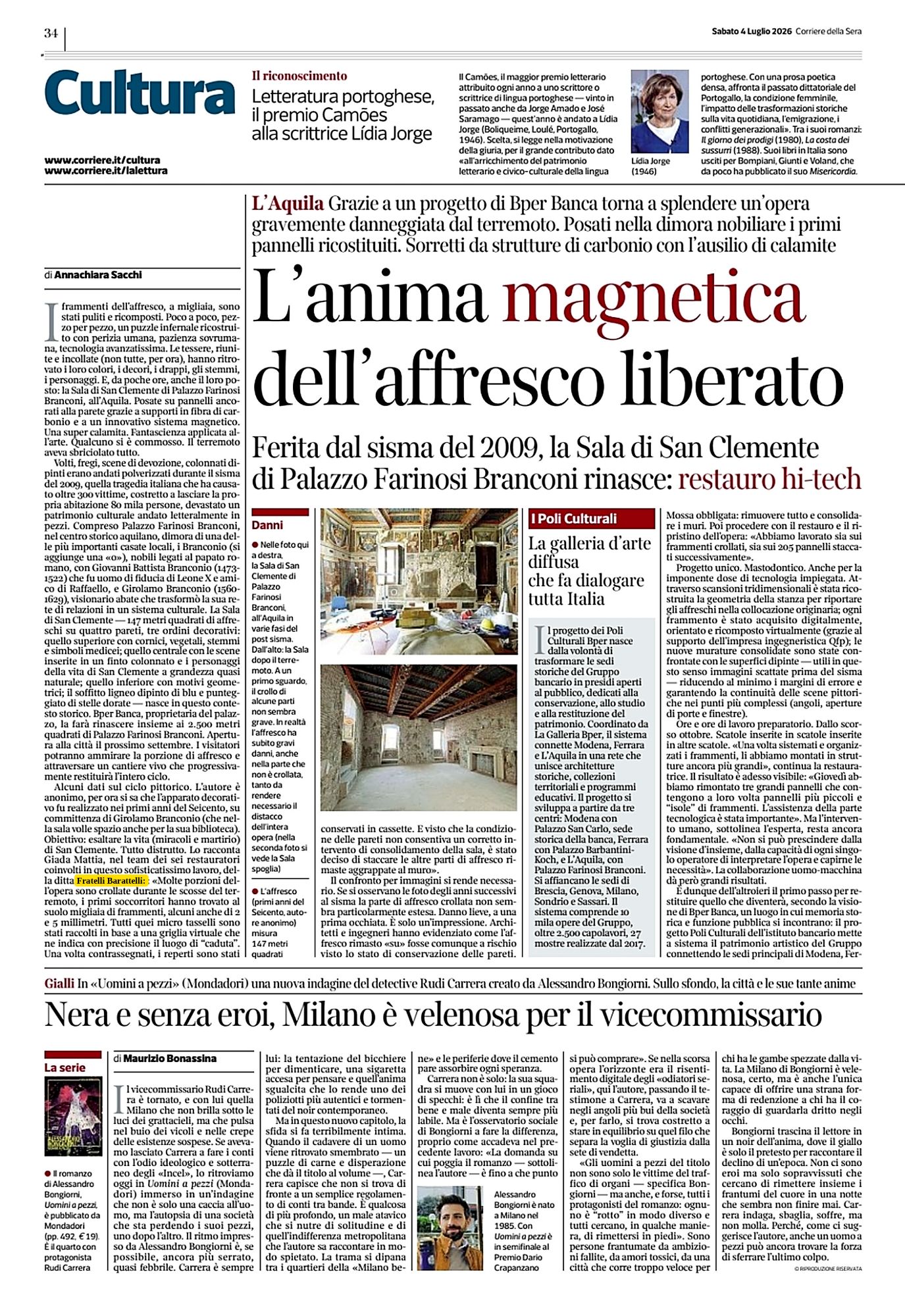 Corriere della Sera - pagina 34 - L'anima magnetica dell'affresco liberato